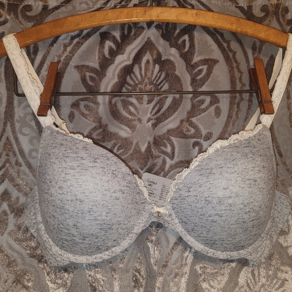Soma Gray Underwire Bra with Adjustable Straps